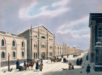 Die Synodale Druckerei in der Nikolskaja-Straße in Moskau, 1840er